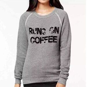 Bow & Drape New York Graphic Sparkle Runs On Coffee Crewneck 💕